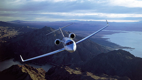 Gulfstream G550, white private plane, aircraft, 1920x1080, gulfstream, gulfstream g550, HD wallpaper HD wallpaper