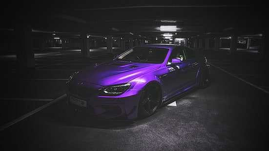 фиолетовый купе, суперкар, бмв, выборочная окраска, фиолетовый, автомобиль, HD обои HD wallpaper