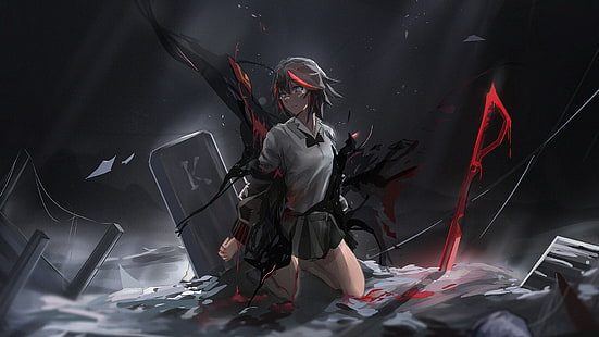 женский аниме персонаж цифровых обоев, Kill la Kill, матой рюуко, аниме девушки, HD обои HD wallpaper