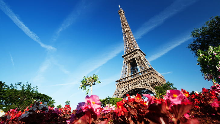 Eiffel, menara, Paris, Perancis, foto dunia 4k, Wallpaper HD