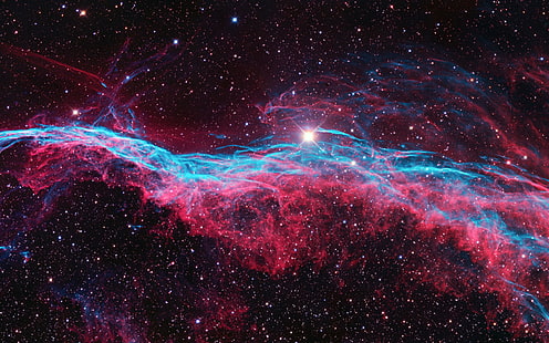 blaue und rote Galaxie, rot, blau, Sterne, Raum, Nebel, HD-Hintergrundbild HD wallpaper