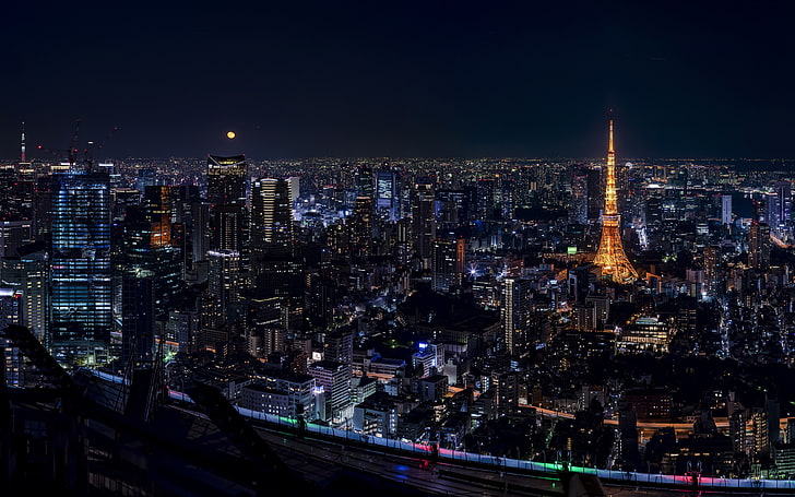 日本東京のランドマークスカイライン4 K HD、エッフェル塔、パリ、フランス、 HDデスクトップの壁紙