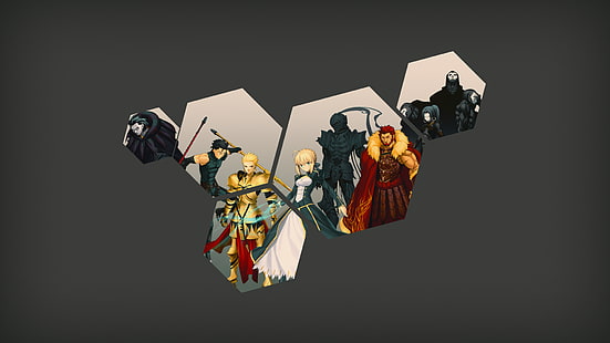 Serie Fate, Fate / Zero, Sabre, Gilgamesh, Cavaliere (Fate / Zero), Lancer (Fate / Zero), Caster (Fate / Zero), Berserker (Fate / Zero), Sfondo HD HD wallpaper
