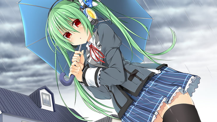 Anime Mädchen, Regenschirm, Schuluniform, HD-Hintergrundbild