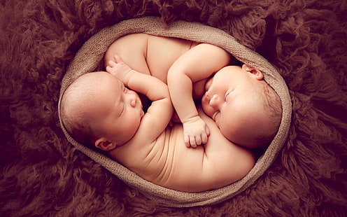 Новородени бебета, близнаци, HD тапет HD wallpaper