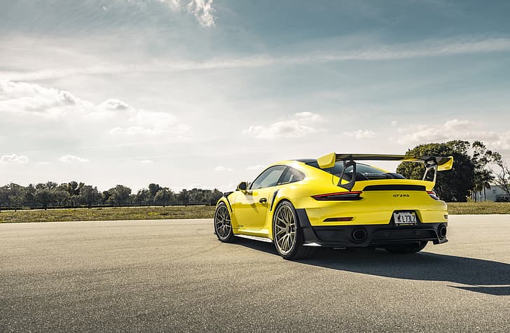 Porsche, Yellow, 991, VAG, GT2RS, Rear part, HD wallpaper