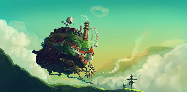 Anime Studio Ghibli Hayao Miyazaki Howls Moving Castle, HD papel de parede HD wallpaper