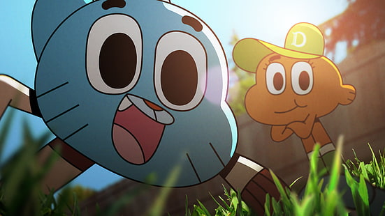 The Amazing World of Gumball Illustration، Grass، Camera، Darwin، Cap، selfie، The Gumball، The Amazing world of Gumball، خلفية HD HD wallpaper