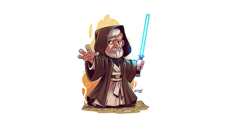 Obi-Wan Kenobi, Star Wars, konstverk, enkel bakgrund, vit bakgrund, HD tapet