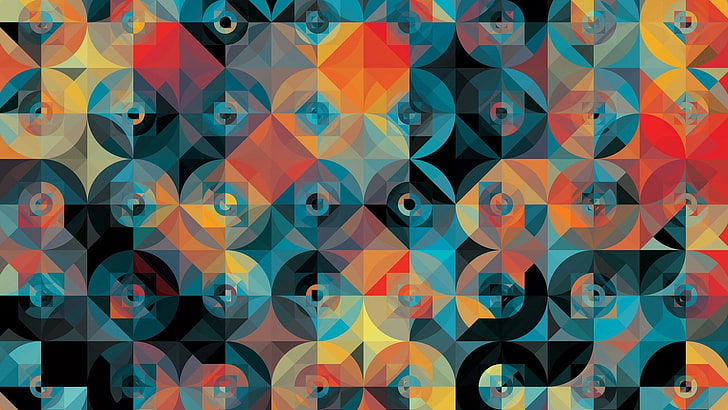 seni digital, penuh warna, kotak, geometri, Andy Gilmore, Wallpaper HD