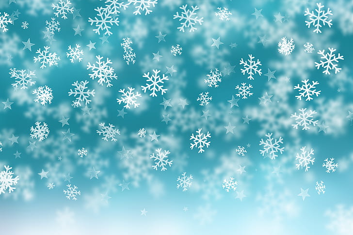 겨울, 눈, 눈송이, 배경, 파랑, 크리스마스, HD 배경 화면