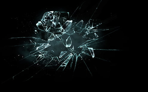 Nero 3D Broken Glass Artistico, nero, 3d, rotto, vetro, artistico, Sfondo HD HD wallpaper