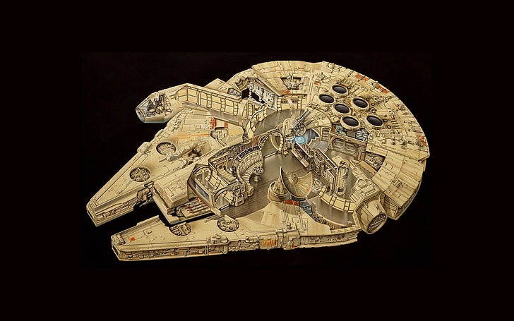 brązowo-czarna zabawka statku Star Wars, Millennium Falcon, Star Wars, grafika, Tapety HD