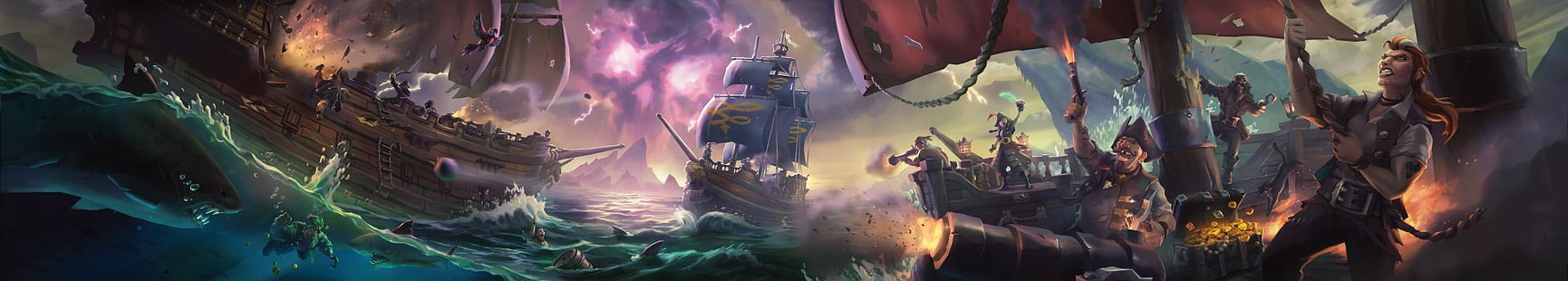 Видеоигра, Море от крадци, Пират, Пиратски кораб, HD тапет HD wallpaper