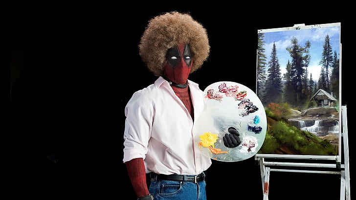 ภาพยนตร์ Deadpool 2, Bob Ross, Deadpool, Painting, Ryan Reynolds, วอลล์เปเปอร์ HD