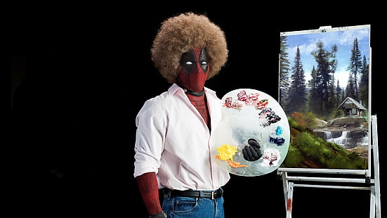 Movie, Deadpool 2, Bob Ross, Deadpool, Painting, Ryan Reynolds, HD wallpaper HD wallpaper