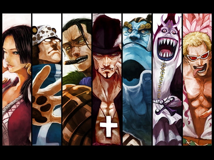 обои коллаж из разных персонажей, One Piece, Shichibukai, HD обои
