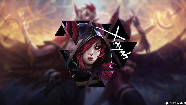 astratto, Adcarry, League Of Legends, Photoshop, skulion, Summoners Rift, Xayah (League of Legends), Sfondo HD