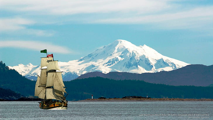 Lady Washington, Mount Baker Off Sidney, Vancouver Island, British Columbia, Transportation, HD wallpaper