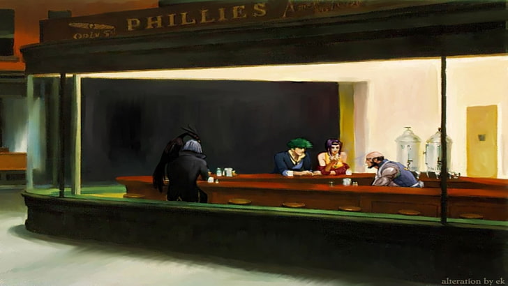 siyah ve yeşil ahşap masa, kovboy Bebop, Nighthawks, HD masaüstü duvar kağıdı