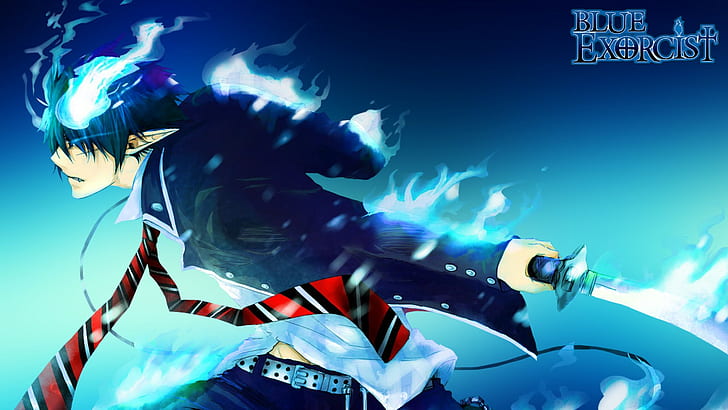 Okumura Rin, Blue Exorcist, cravates, épée, ceinture, Fond d'écran HD