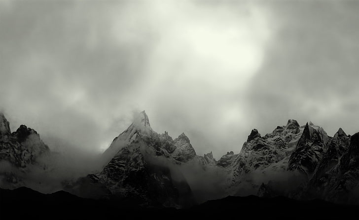 자연, 산, 산, 안개 낀 산 정상, 눈 코팅 산, HD 배경 화면