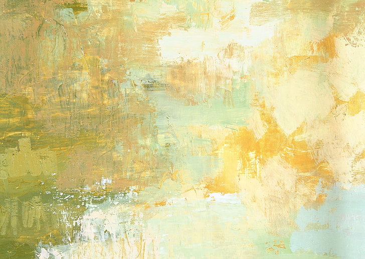 lukisan abstrak coklat dan hijau, permukaan, noda, cahaya, Wallpaper HD