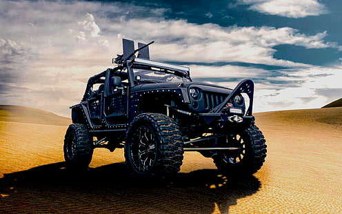 Jeep Wrangler pour l'armée, Jeep Wrangler noir Rubicon, Guerre, Armée de terre, Jeep, guerre, armée, Fond d'écran HD HD wallpaper