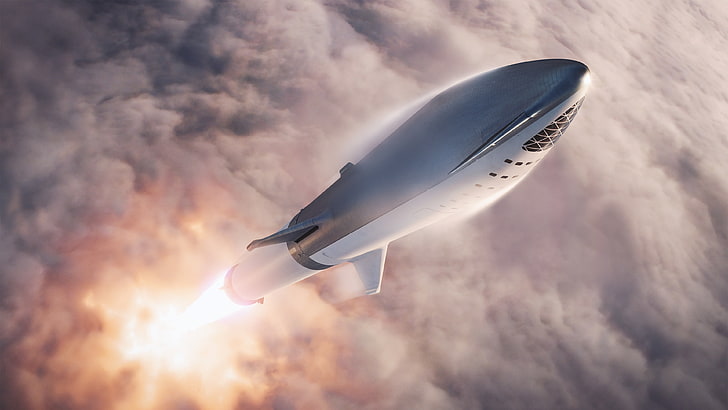 SpaceX, космос, космический корабль, ракета, облака, транспортное средство, HD обои