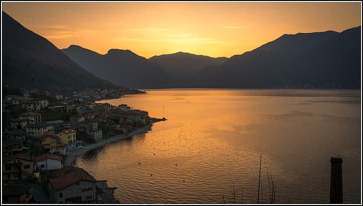 Italy, Lake Como, sunset, HD wallpaper