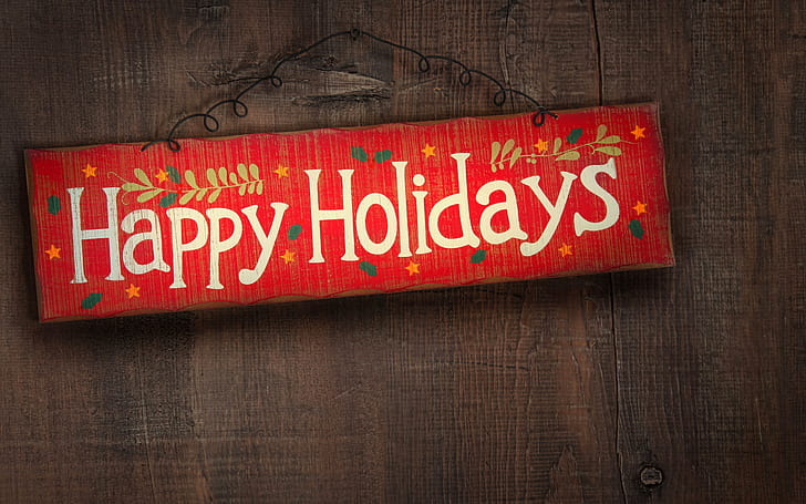 Happy Holidays, vacation, wood, background, HD wallpaper
