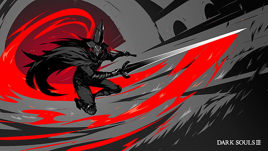 Ilustración de personaje de Dark Souls III, espada, sombrero, guerrero, arte, Dark Souls 3, Abyss Watchers, Fondo de pantalla HD HD wallpaper