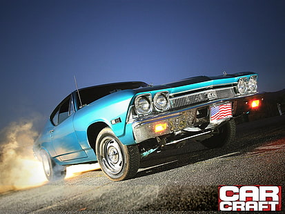 auto, Chevrolet Chevelle, Chevrolet, auto blu, veicolo, Sfondo HD HD wallpaper