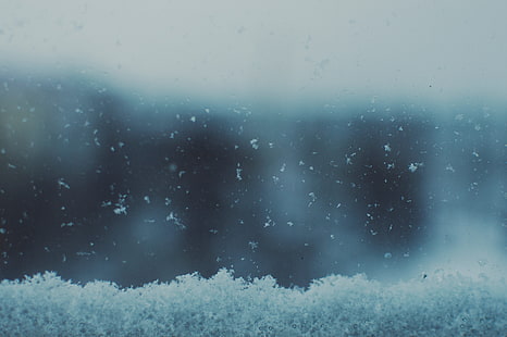 снег цифровые обои, природа, снег, холод, снежинки, окно, зима, HD обои HD wallpaper