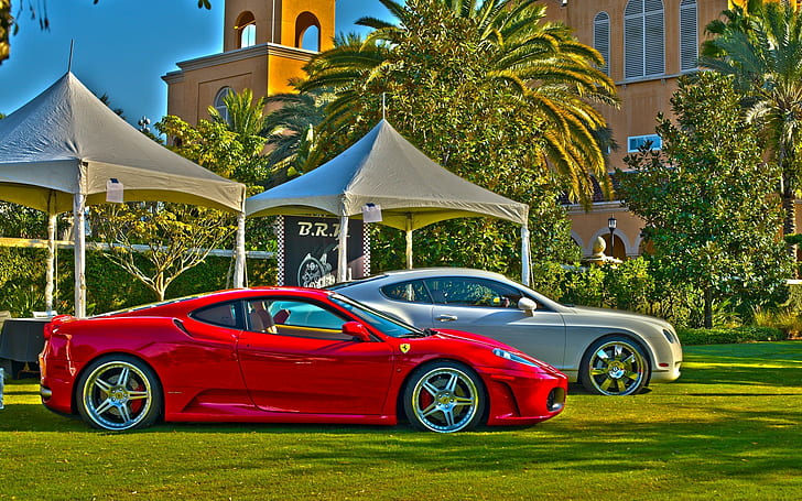 Auto, Goodwood Festival der Geschwindigkeit, Ferrari, Bentley, Ferrari F430, Bentley Continental GT, HD-Hintergrundbild