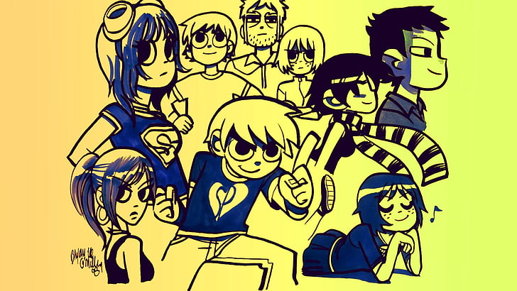 boceto de personajes de anime, Scott Pilgrim vs. the World, Scott Pilgrim, cómics, novelas gráficas, Fondo de pantalla HD