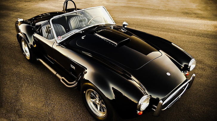 black convertible coupe, old car, Shelby, Shelby Cobra, car, HD wallpaper