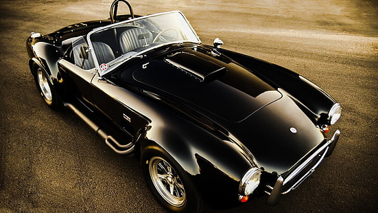 black convertible coupe, old car, Shelby, Shelby Cobra, car, HD wallpaper HD wallpaper