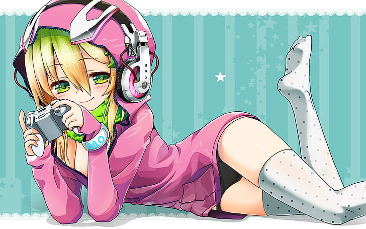Anime Hoodie Controller Headphones HD, kreskówki / komiks, anime, słuchawki, kontroler, bluza z kapturem, Tapety HD