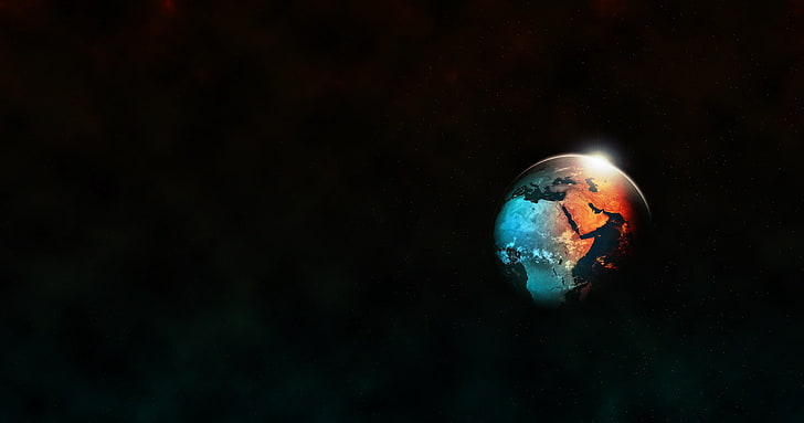 fondo de pantalla multicolor del planeta Tierra, planeta, mundo, tierra, espacio, oscuro, arte espacial, arte digital, obra de arte, Fondo de pantalla HD