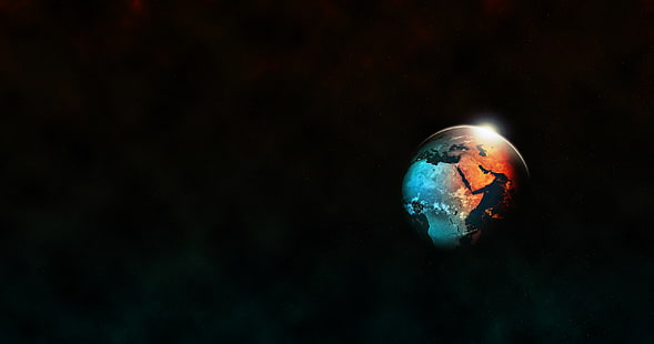 sfondo colorato pianeta Terra, pianeta, mondo, terra, spazio, buio, arte spaziale, arte digitale, opere d'arte, Sfondo HD HD wallpaper