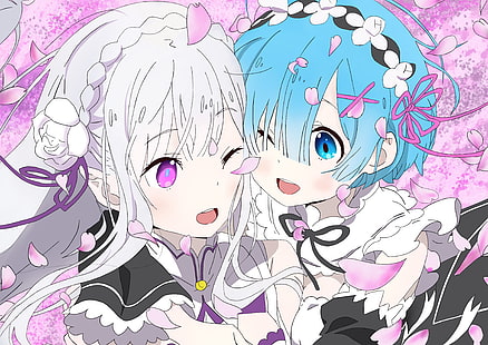  Anime, Re:ZERO -Starting Life in Another World-, Emilia (Re:ZERO), Rem (Re:ZERO), HD wallpaper HD wallpaper