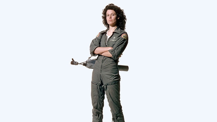 jaket zip-up abu-abu wanita, Sigourney Weaver, Alien (film), Aliens (film), Ellen Ripley, film, aktris, Wallpaper HD