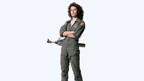 women's gray zip-up jacket, Sigourney Weaver, Alien (movie), Aliens (movie), Ellen Ripley, movies, actress, HD wallpaper HD wallpaper