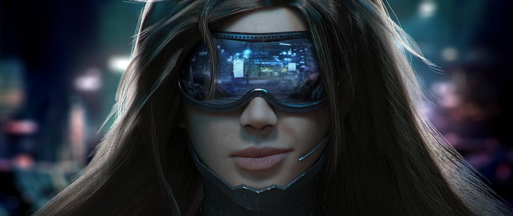 wanita, seni penggemar, futuristik, cyberpunk, ultrawide, ultra-wide, Wallpaper HD