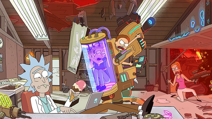 TV Show, Rick and Morty, Jerry Smith, Morty Smith, Rick Sanchez, Summer Smith, Tapety HD