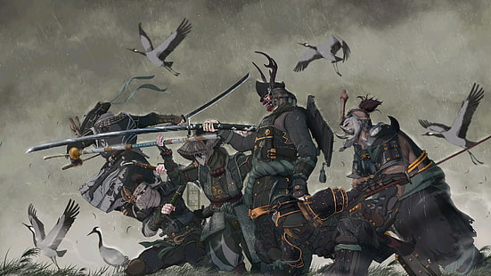 Onur, samuray, bıçaklar, ninjia, kuşlar, maske, IFrAgMenTIx (deviantArt), HD masaüstü duvar kağıdı HD wallpaper