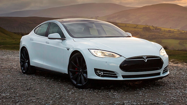 Tesla Motors, Tesla Model S P85+, Car, Electric Car, Full-Size Car, Grand Tourer, Luxury Car, White Car, HD wallpaper