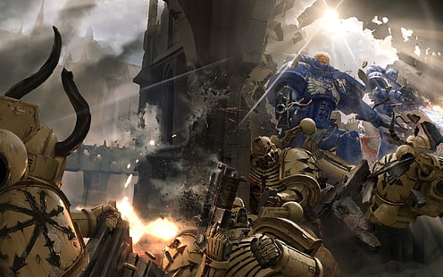 fondo de pantalla del juego, Warhammer 40,000, Ultramarines, batalla, Fondo de pantalla HD HD wallpaper