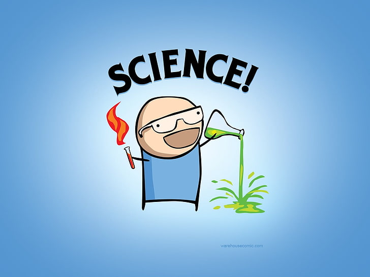 Science!illustration, science, humour, fond simple, Fond d'écran HD